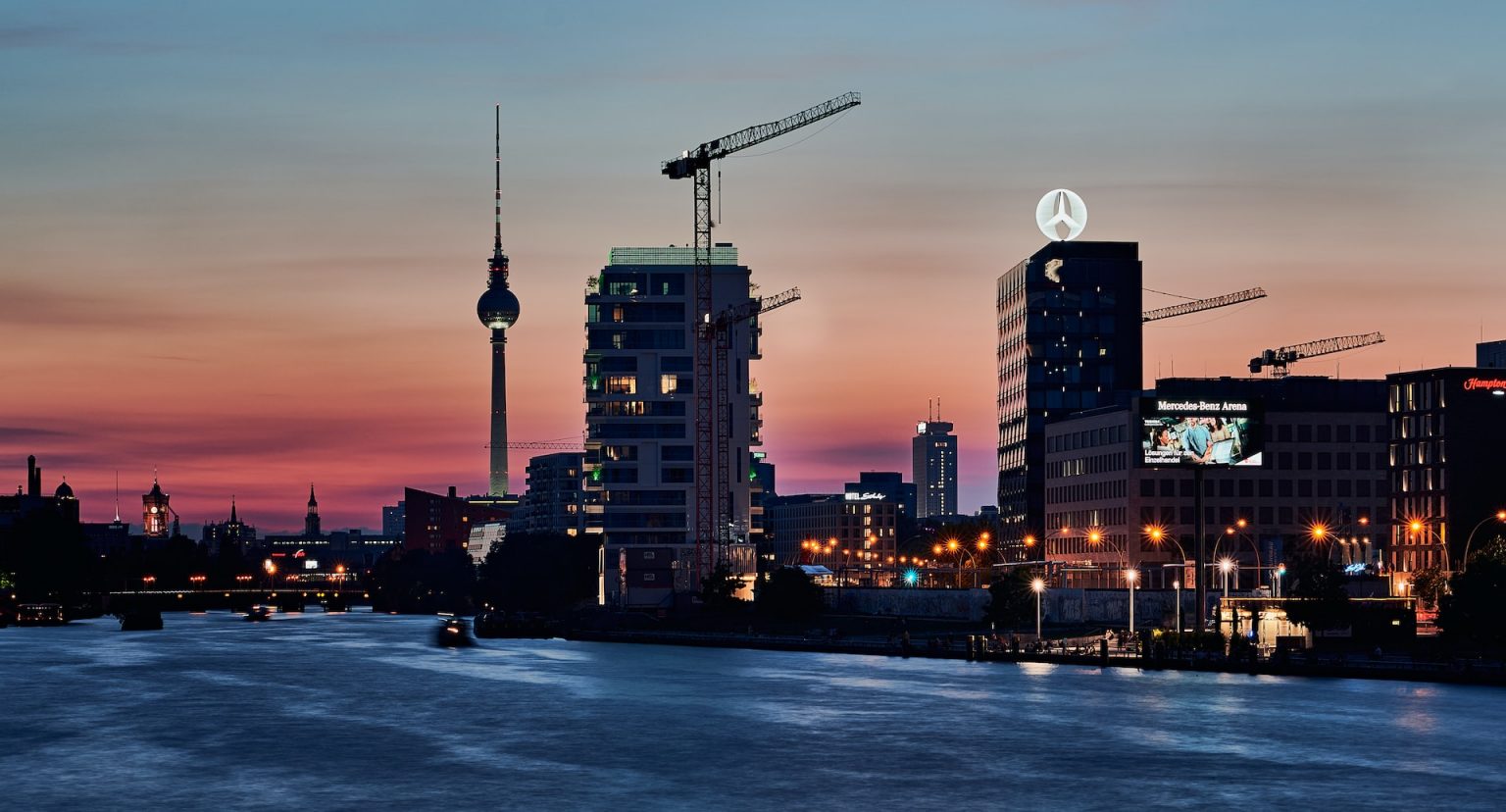 Berlin skyline seen across the rooftops of the inner city